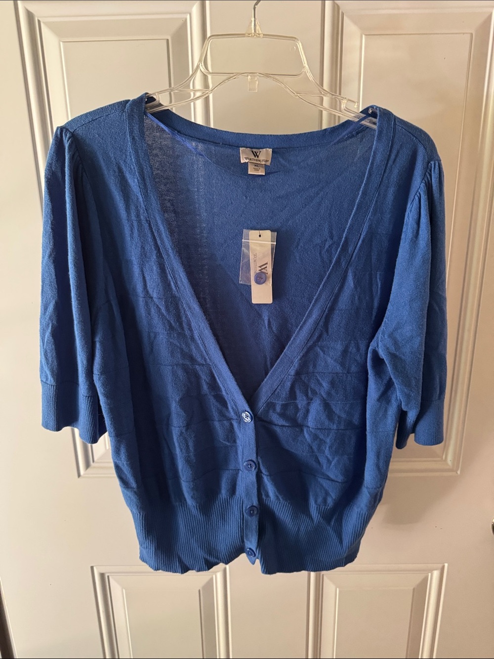 Worthington Cobalt Blue Short Sleeve Button Cardigan